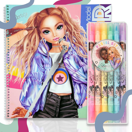 Depesche TOPModel Pastel Set & Colouring Book Popstar - Pastel Colours and Stage Magic Combined!