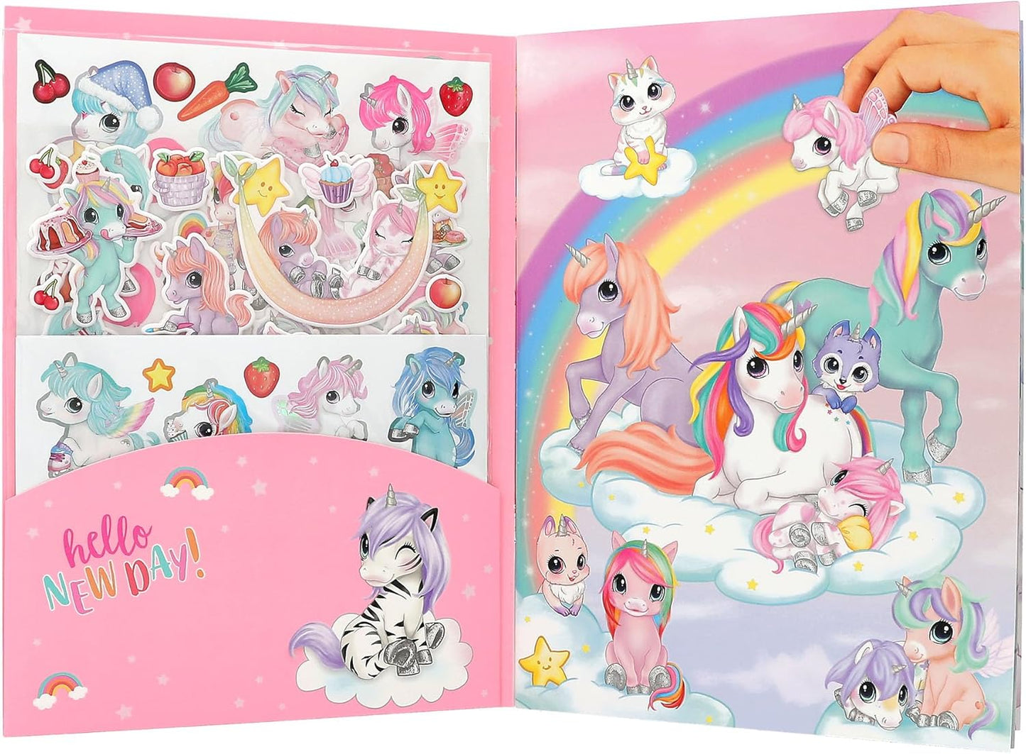 Depesche 12703 Ylvi Create Your Unicorn World Sticker Book with 20 Colourful Background Pages to Design Yourself Includes 6 Sticker Sheets