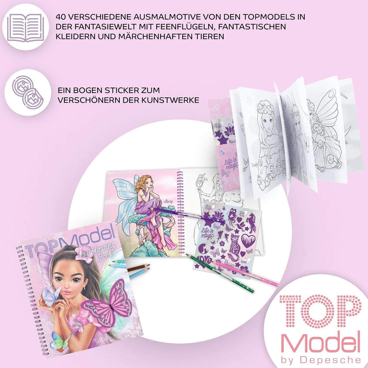 TOPModel Colouring Book "Fairy Love" + "Cut Out" - Creative Colouring Book for Children with Magical Fairy Motifs and Craft Templates