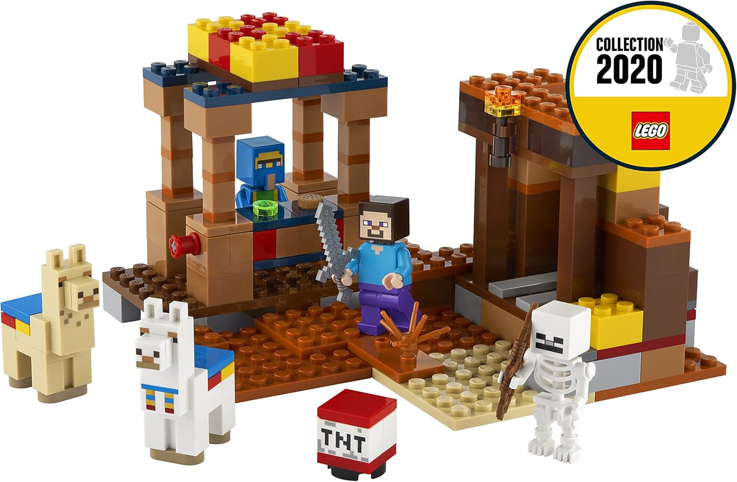 LEGO 21167 Minecraft The Trade Place, Building Kit with Steve, Skeleton and Llamas Figures Toys for Boys and Girls from 8 Years