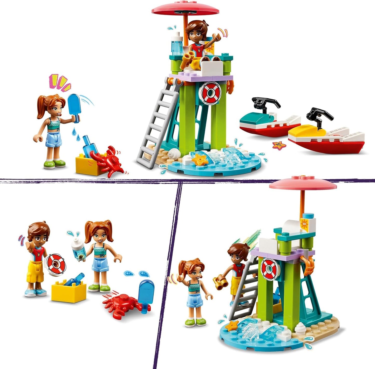 LEGO Friends Lifeguard Lookout Tower with Jet Skis, Children's Toy, Gift Idea for Girls and Boys from 5 Years with 2 Toy Figures and Dolphin, Jet Ski Toy 42623