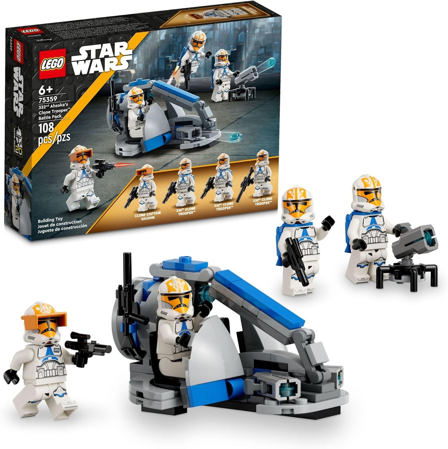 LEGO Star Wars 332nd Ahsoka's Clone Trooper Battle Pack 75359 Building Toy Set with 4 Star Wars Figures Including Clone Captain Vaughn, Star Wars Toy for Children Aged 6-8 Years or Anyone