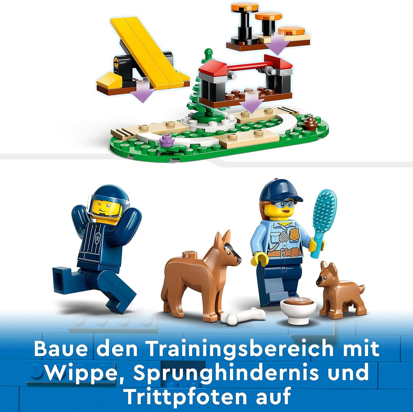 LEGO City Mobiles Polizeihunde-Training, Polizeiauto-Spielzeug mit Anhänger, Hunde- und Welpenfiguren, Tier-Set für Kinder ab 5 Jahren 60369