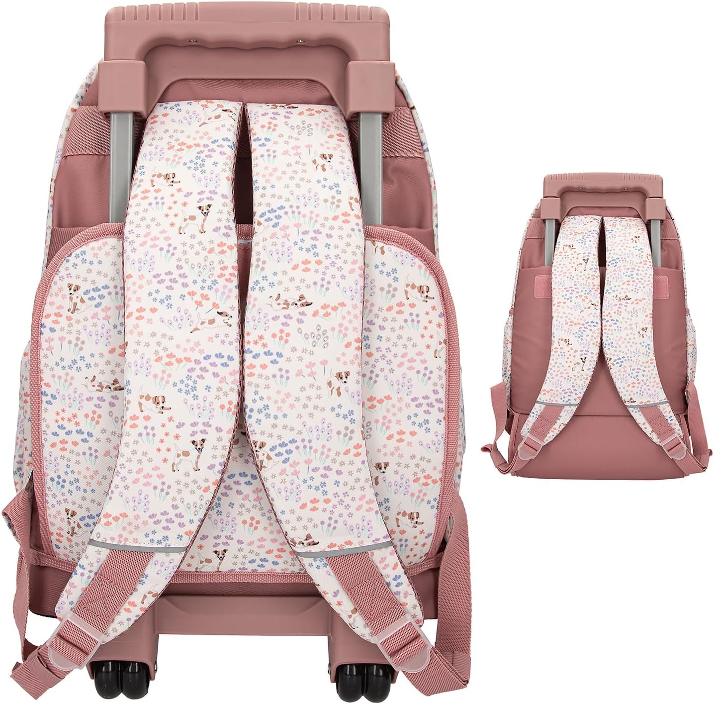 Depesche 12948 TOPModel Velo Fleur School Backpack Trolley with Model Motif and Flower Pattern, School Bag with Telescopic Handle and Wheels