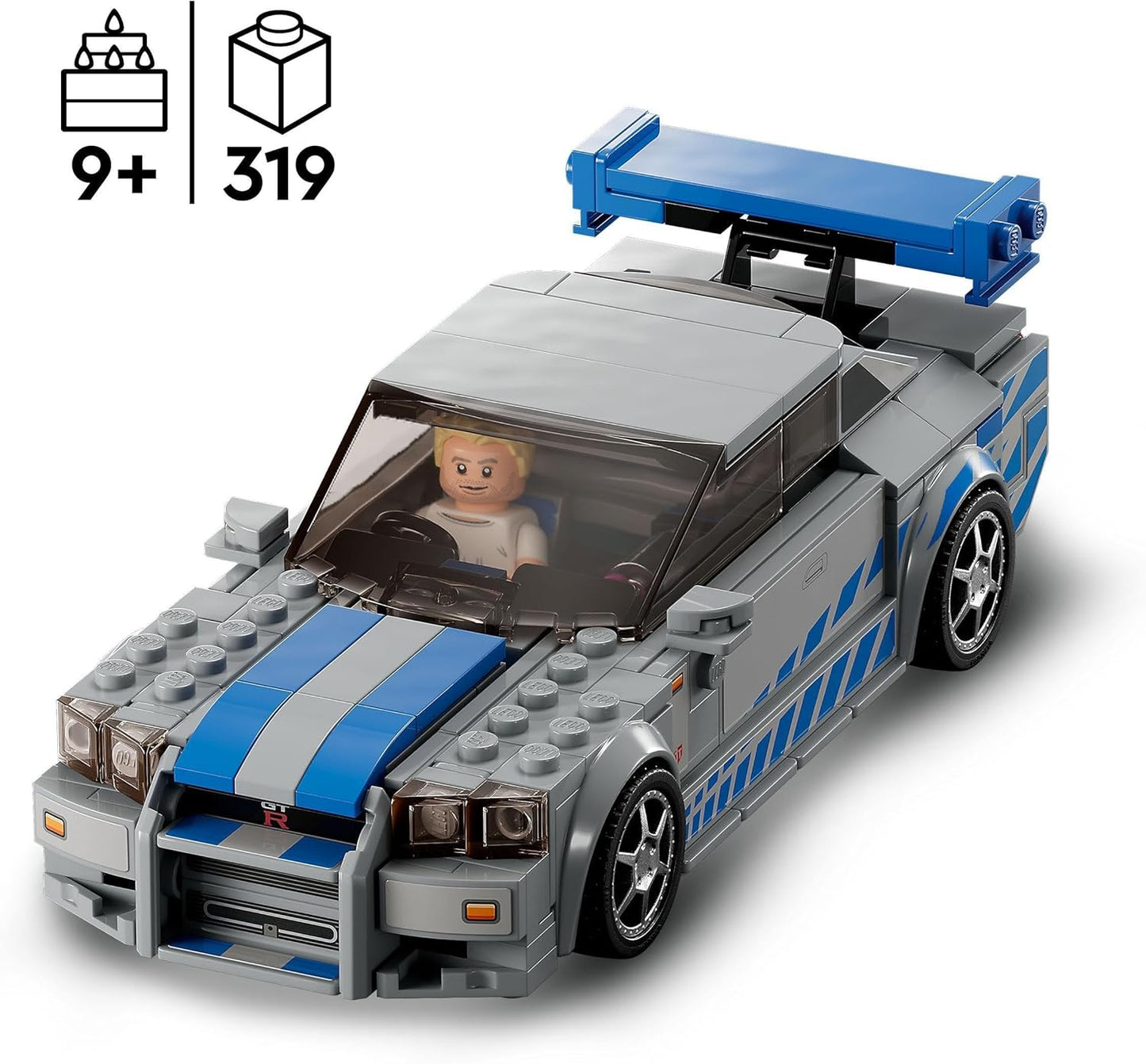 LEGO Speed Champions 2 Fast 2 Furious Nissan Skyline GT-R (R34) Racing Car Toy for Building, 2023 Model Car Kit with Brian O'Conner Figure 76917