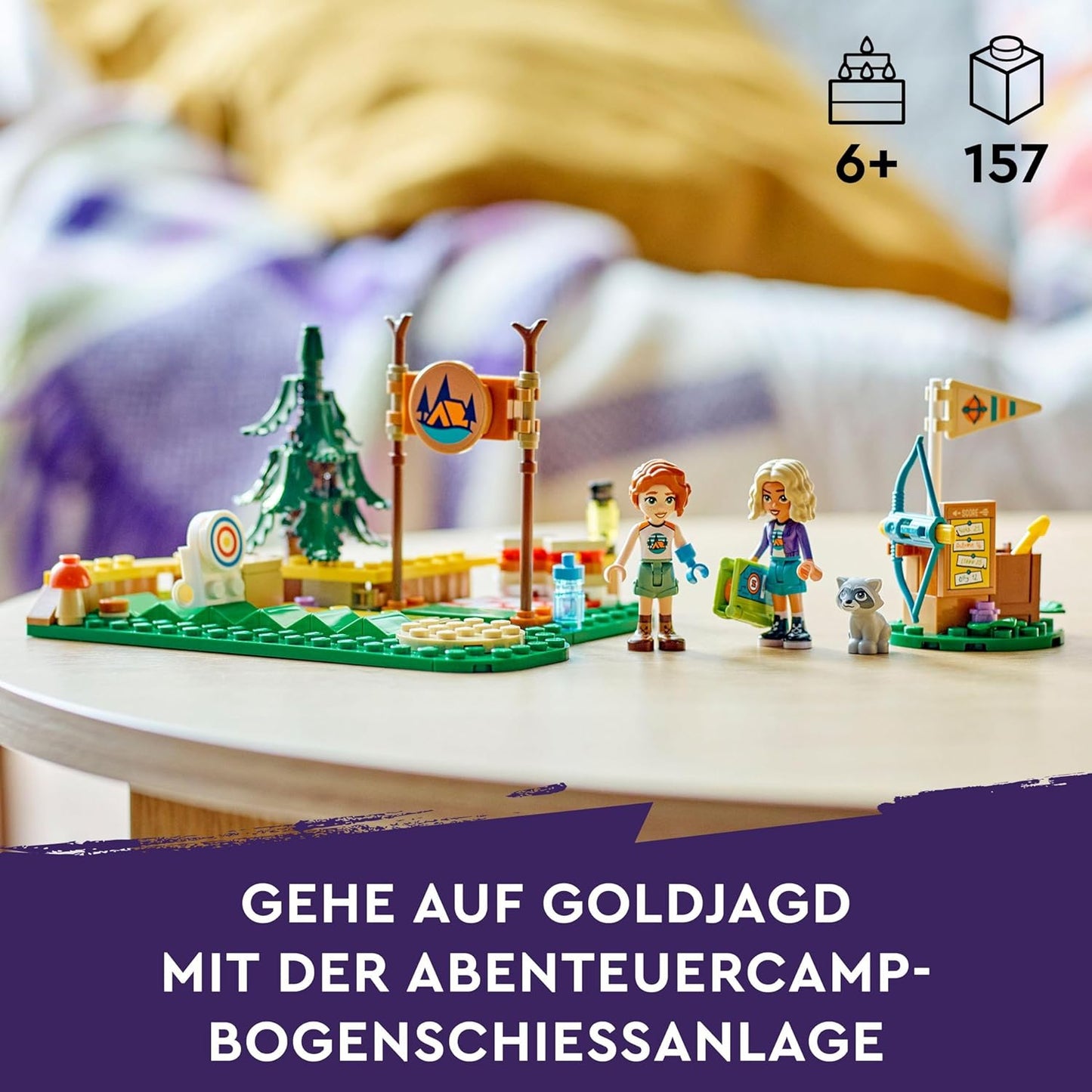 LEGO Friends Archery in Adventure Camp, Building Toy for Children with Arrow and Bow, 2 Toy Figures and a Raccoon, for Girls and Boys from 6 Years 42622