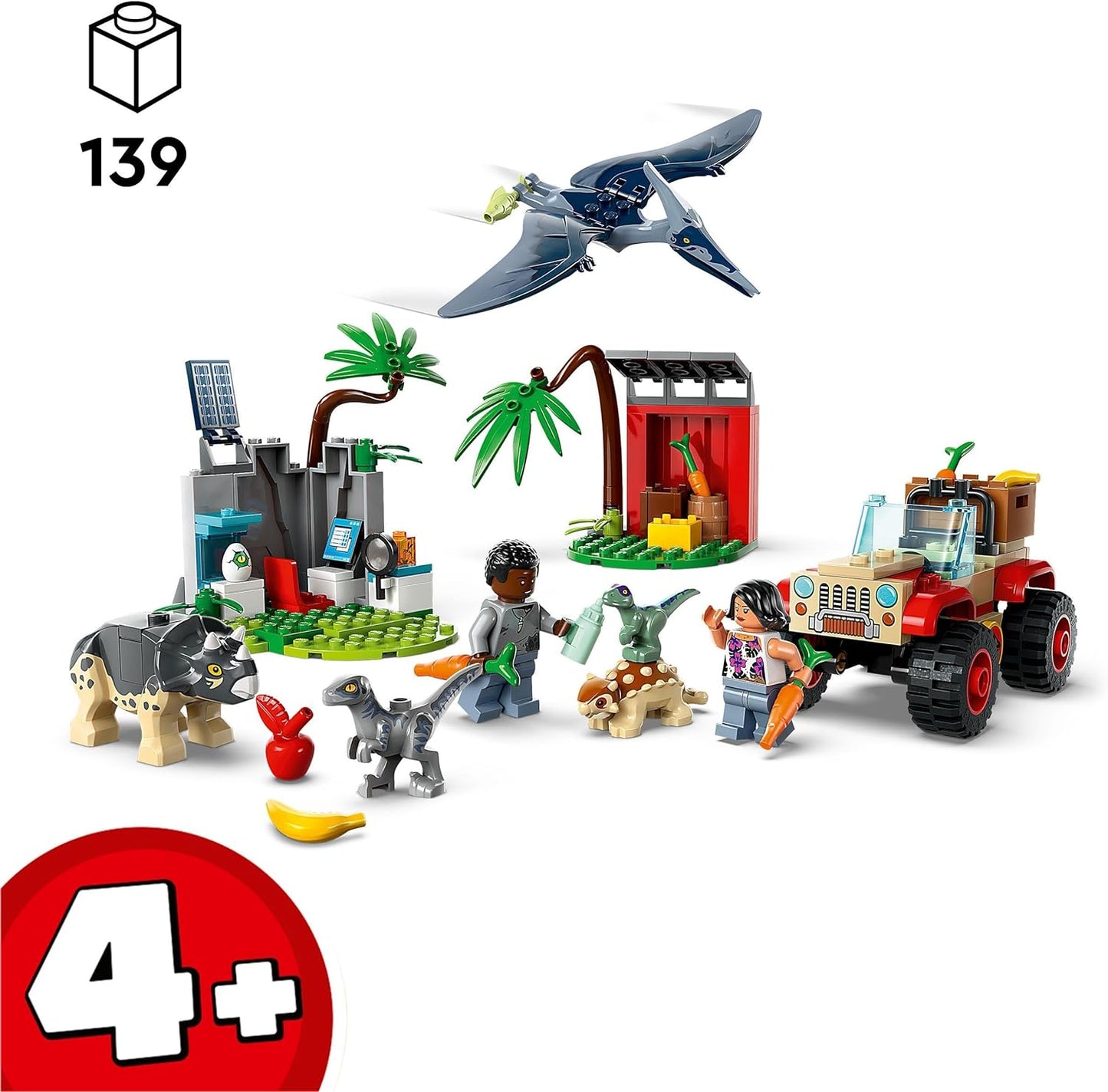 LEGO Jurassic World Rettungszentrum für Baby-Dinos, Set mit kleinen Dinosaurier-Figuren, darunter Triceratops, Ankylosaurus und Velociraptor, Dino-Geschenk für Jungen und Mädchen ab 4 Jahren 76963