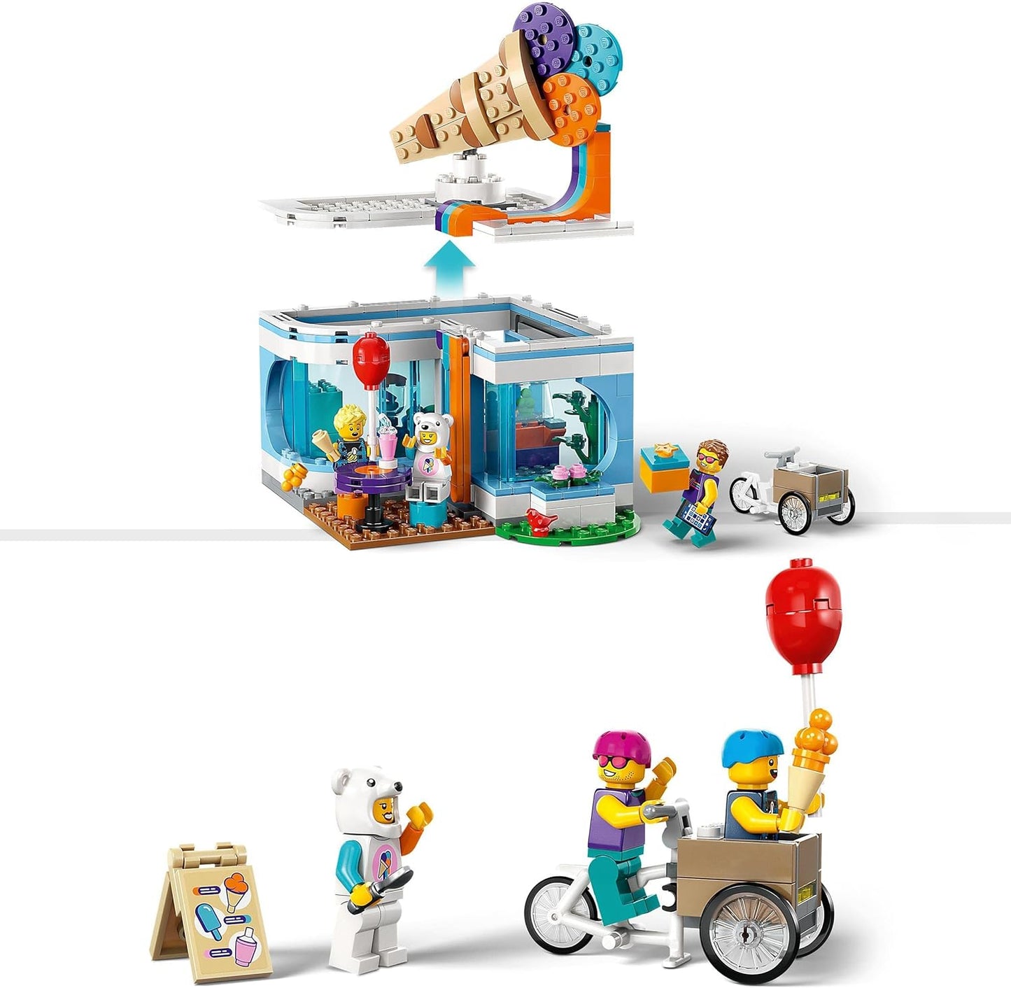 LEGO 60363 City Ice Cream Parlour, Toy Shop for Children from 6 Years, Set of 3 Mini Figures with Fun Accessories and a Cargo Bike, Birthday Gift for Boys and Girls