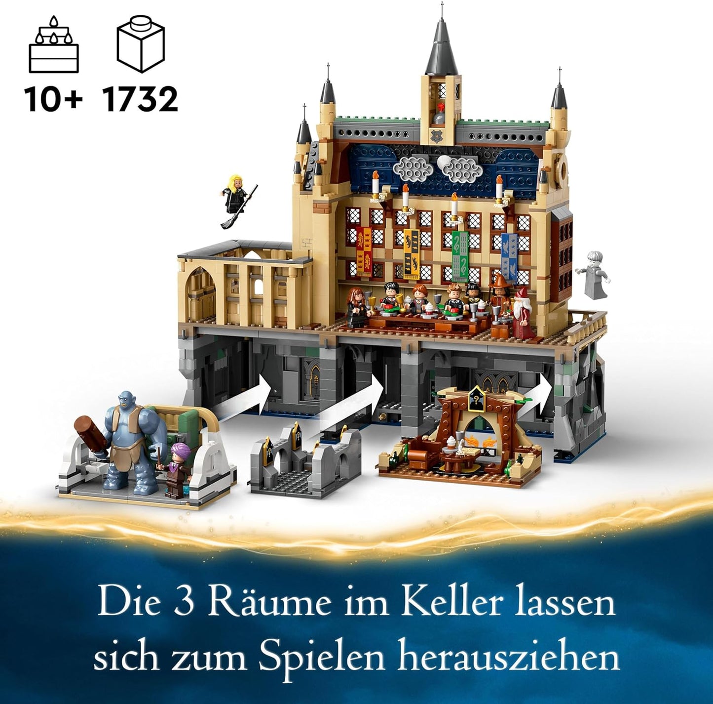 LEGO Harry Potter Hogwarts Castle: The Great Hall, Collectable Wizard Toy with 11 Mini Figures, Including Hermione Granger, Magic Gift for Boys and Girls 76435