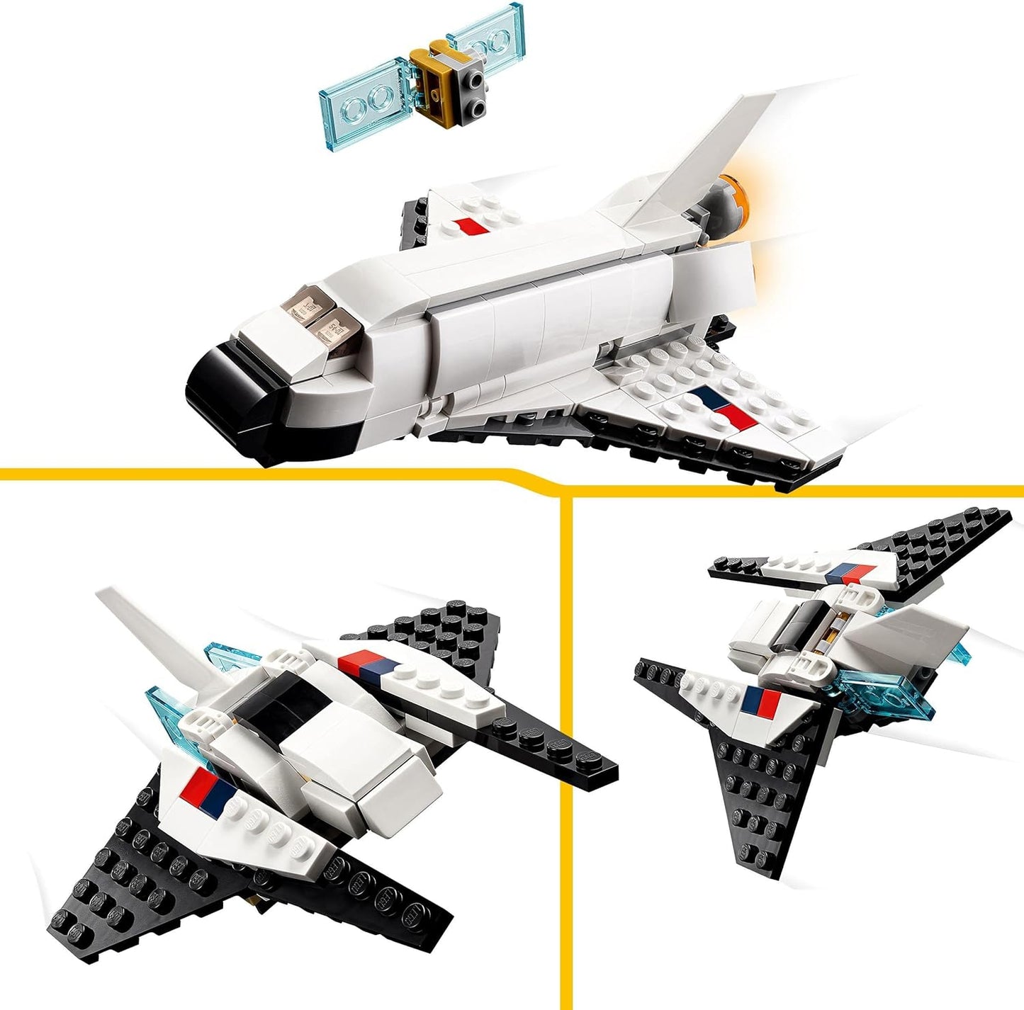 LEGO Creator 3-in-1 Spaceshuttle Toy for Astronaut to Spaceship, Construction Toy for Children, Boys, Girls from 6 Years, Creative Gift Idea 31134