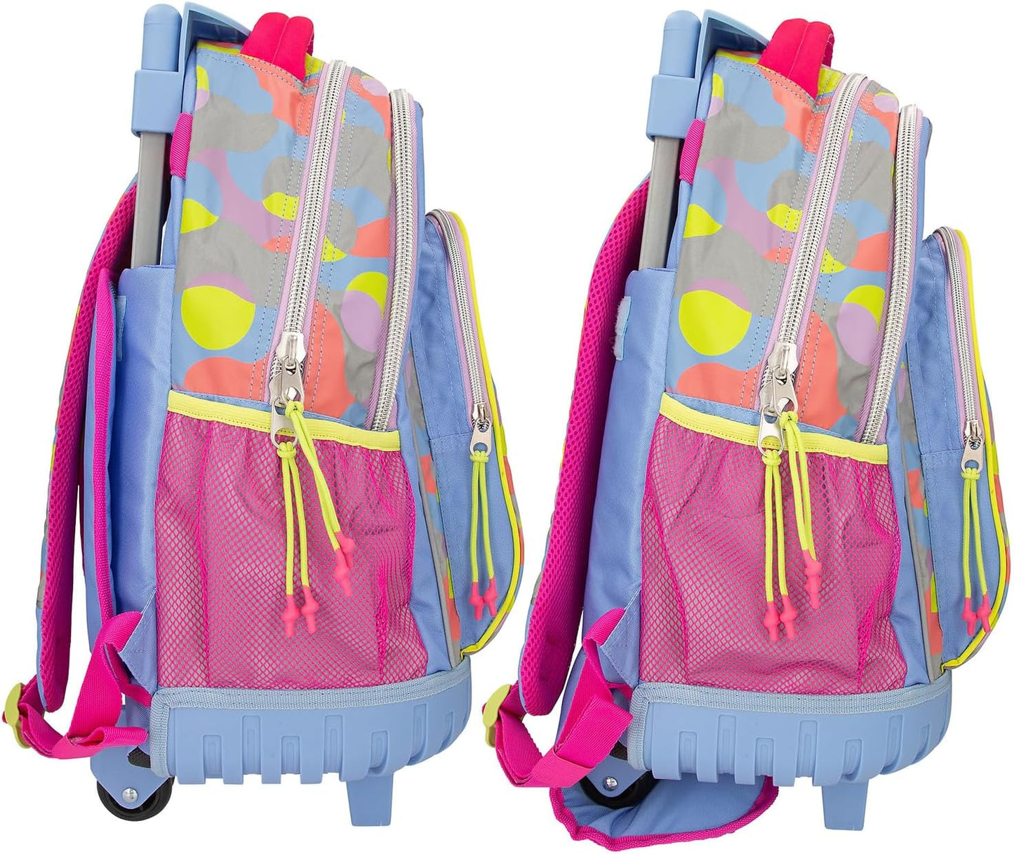 Depesche TOPModel Flash 12770 School Backpack Trolley with Model Motif and Colourful Graphic Pattern Made of Reflector Material, School Bag with Telescopic Handle and Wheels