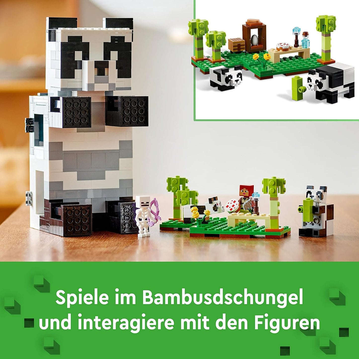 LEGO 21245 Minecraft The Panda House Set, Movable Panda Toy House with Animal Figures and Skeleton, Toy for Boys and Girls from 8 Years