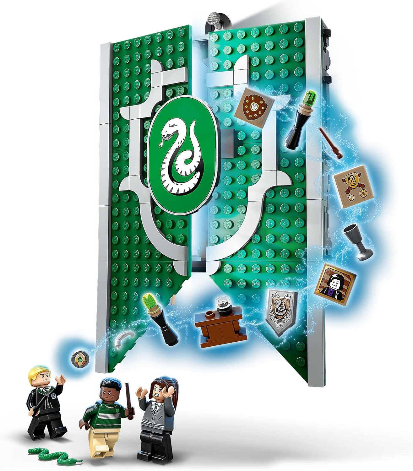 LEGO 76410 Harry Potter House Banner Slytherin Set, Hogwarts Crest and Community Room Toy, 2-in-1 Travel Toy and Wall Decoration, Collectible Set with Draco Malfoy Mini Figure, 9-99 Years