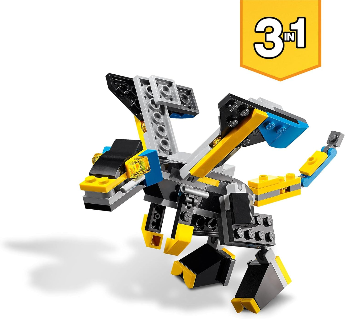 LEGO 31124 Creator 3-in-1 Super-Mech Robot Dragon Figure, Creative Aeroplane Toy for Children from 7 Years