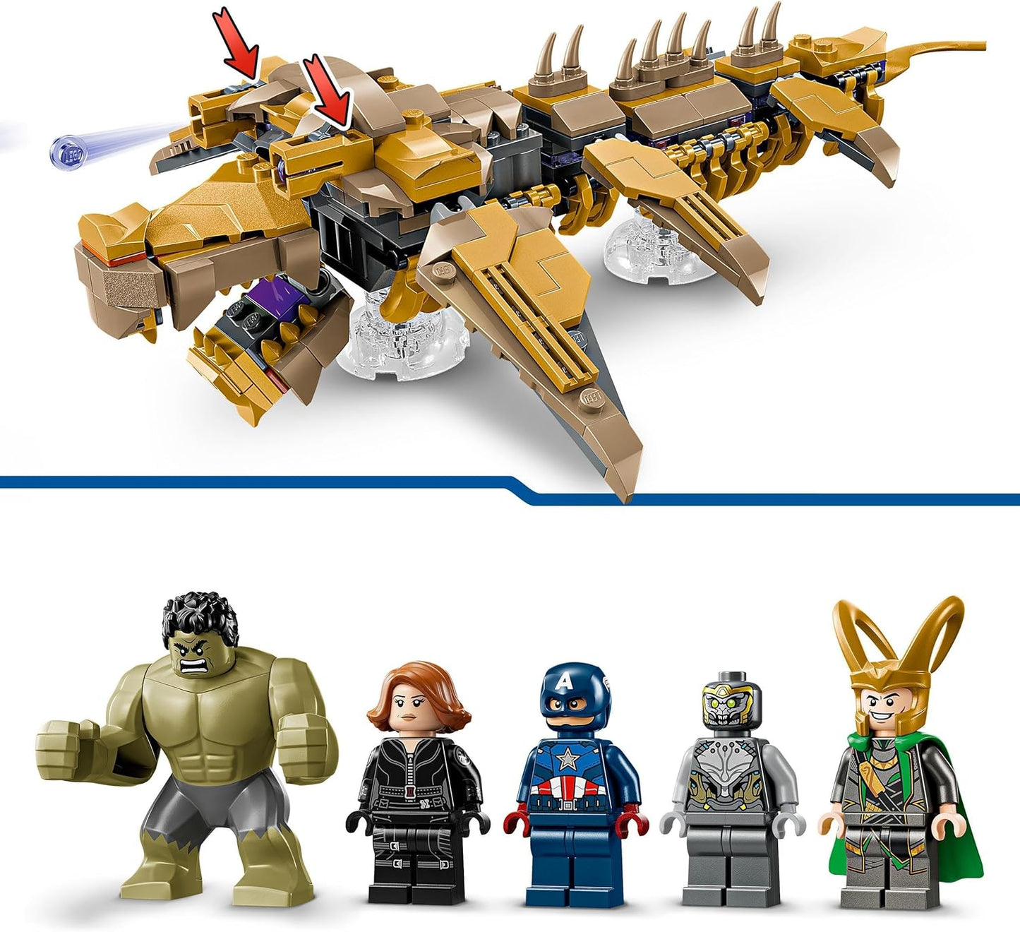 LEGO Marvel Avengers vs. Leviathan Building Toy Set with the Hulk and Captain America, Loki, Black Widow and Chitauri, Avengers Playset for Boys and Girls from 7 Years 76290