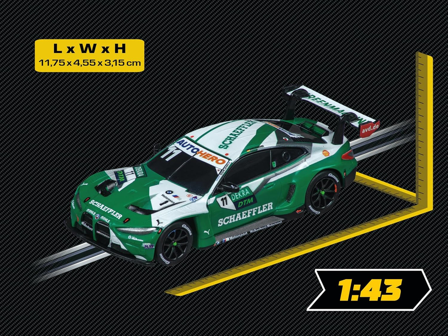 Carrera - 20064225 -BMW M4 GT3 Schubert Motorsport I Slot Car in 1:43 Scale I Real Licence I Detailed Silver Green Paint I Sporty & Authentic Design I Ready to Race I Car Racing Track