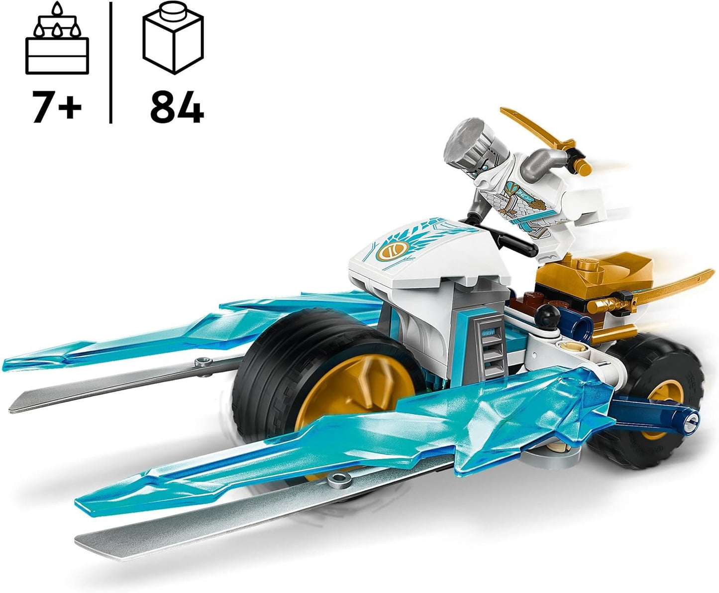 LEGO Ninjago Zanes Ice Motorcycle, Ninja Playset with 1 Mini Figure, Action Toy, Buildable Small Vehicle for Children, Gift for Boys and Girls from 7 Years 71816