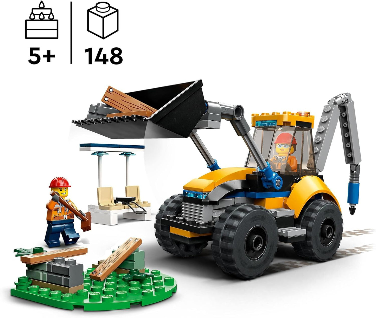 LEGO 60385 City Wheel Loader Construction Vehicle, Excavator Toy for Children as Educational Toy with Mini Figures, Construction Vehicle Gift for Birthday from 5 Years