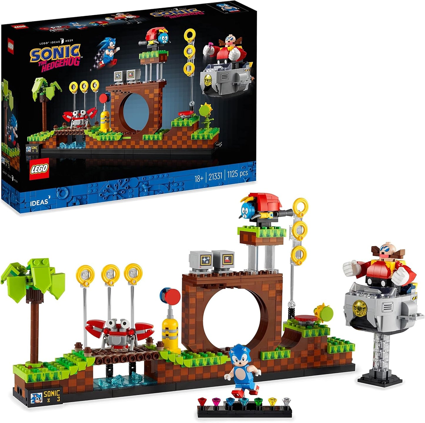 LEGO Ideas 21331 Sonic The Hedgehog - Green Hill Zone Set with Dr. Eggmann, Egg-Mobil and More Figures, Gift Idea for Adults