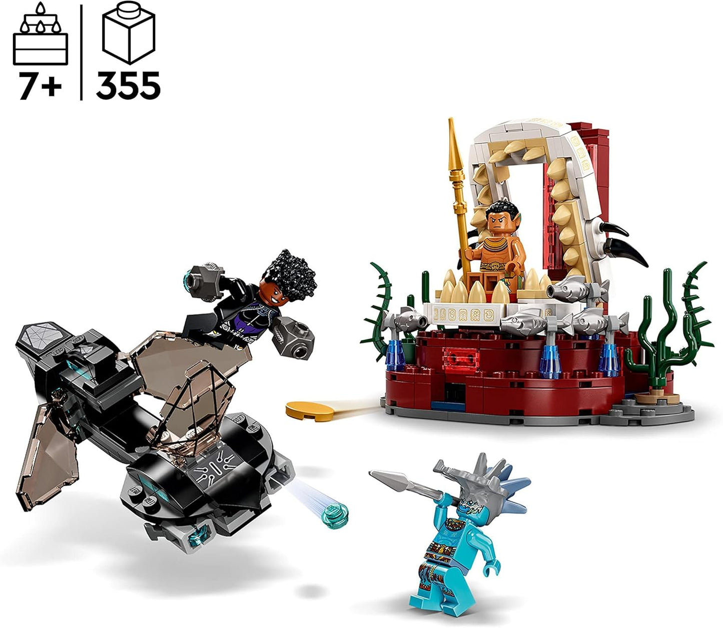 LEGO 76213 Marvel King Namor's Throne Room, Black Panther Wakanda Toy for Building, Set with Submarine for Children from 7 Years, Underwater Adventure with Superheroes