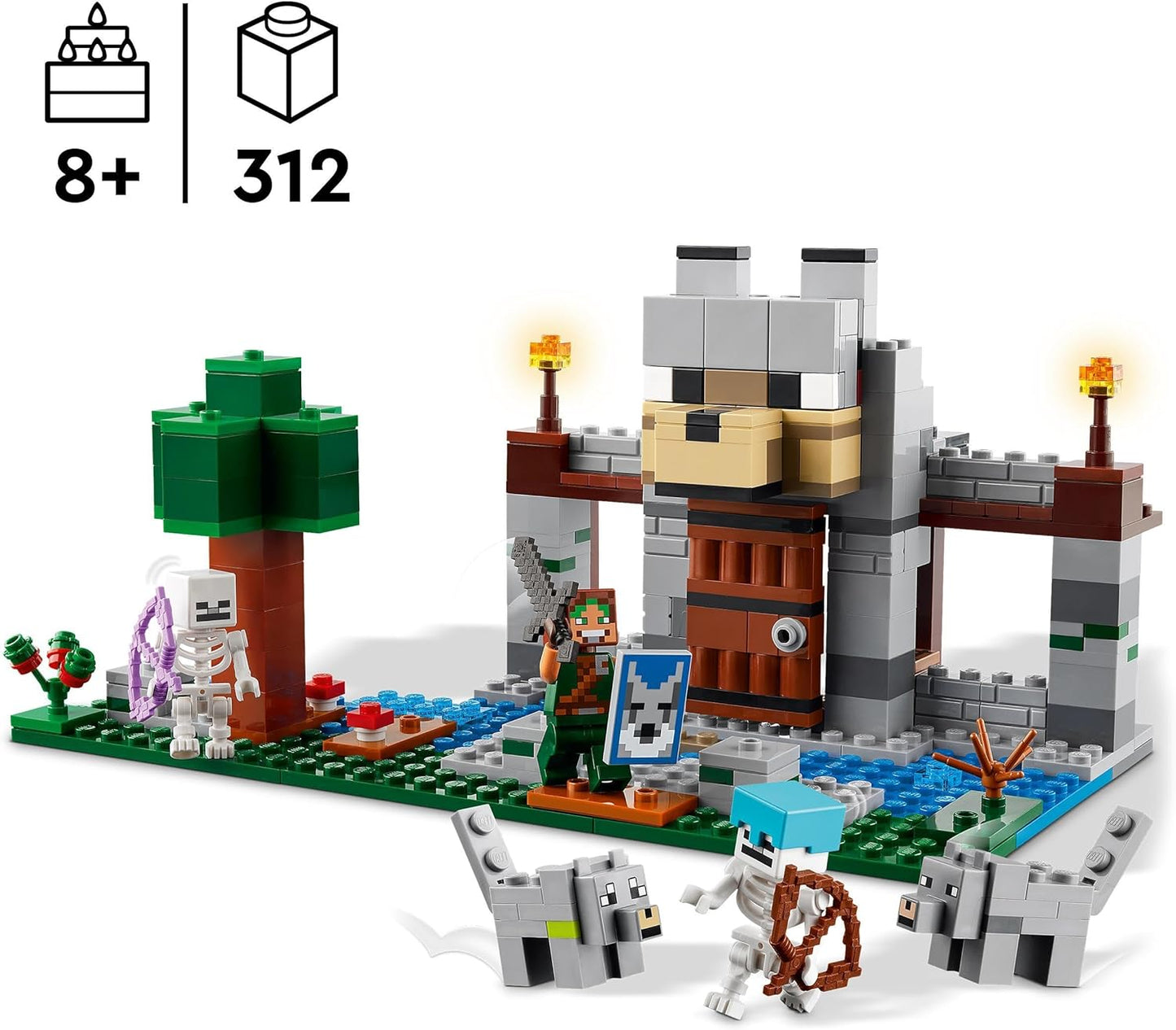 LEGO Minecraft The Wolf Fortress, Action Playset with Skeletons and Fortress to Explore, Gift for Gamers, Boys and Girls from 8 Years, Construction Toy for Action Adventures, 21261