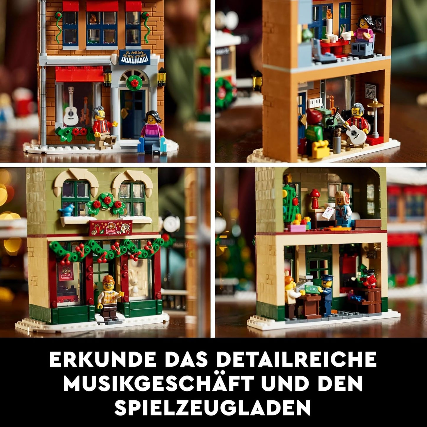 LEGO 10308 Icons Christmas Decorated Main Street, Winter Village Model Kit with Tram, Shops, Accessories and Christmas Decoration