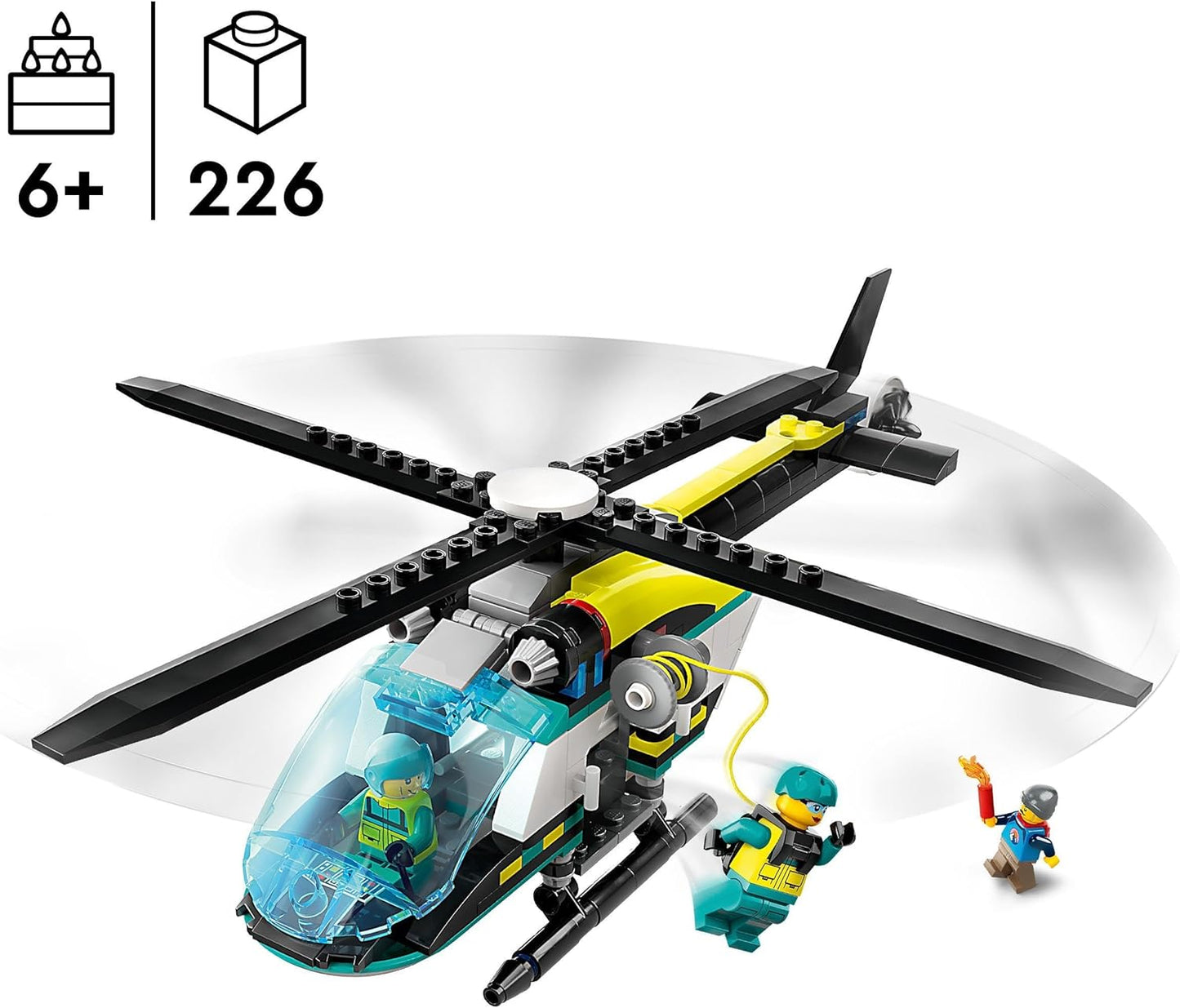 LEGO City Rescue Helicopter, Helicopter Toy for Children, Helicopter with Winch, Rotors and 3 Figures Including Pilot, Hiker and Air Saver, Gift for 6 Year Old Boys and Girls 60405