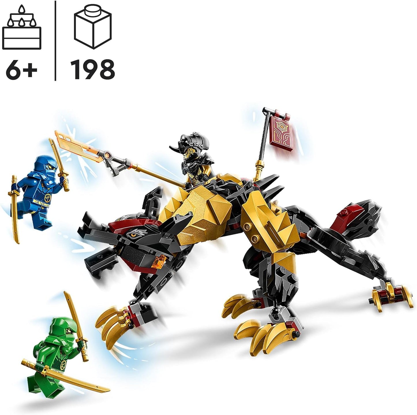 LEGO Ninjago Imperial Dragon Hunter Hunting Dog, Buildable Monster Toy for Children from 6 Years, Boys and Girls, Posing Mythical Creature Figure, 3 Collectable Mini Figures, Gift Idea 71790