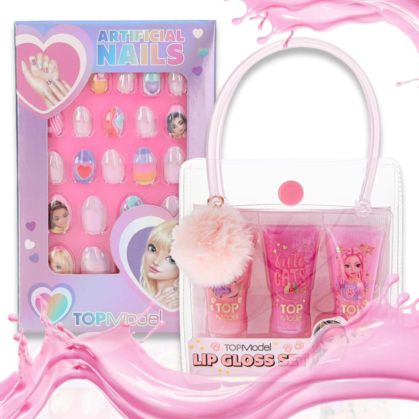 Lip Gloss Set in Bag Beauty & Me & Artificial Nails Aurora Beauty & Me - Perfectly Styled Lips and Heavenly Sparkling Nails: Your Complete Set for Shine, Glamour and Magical Beauty Moments!