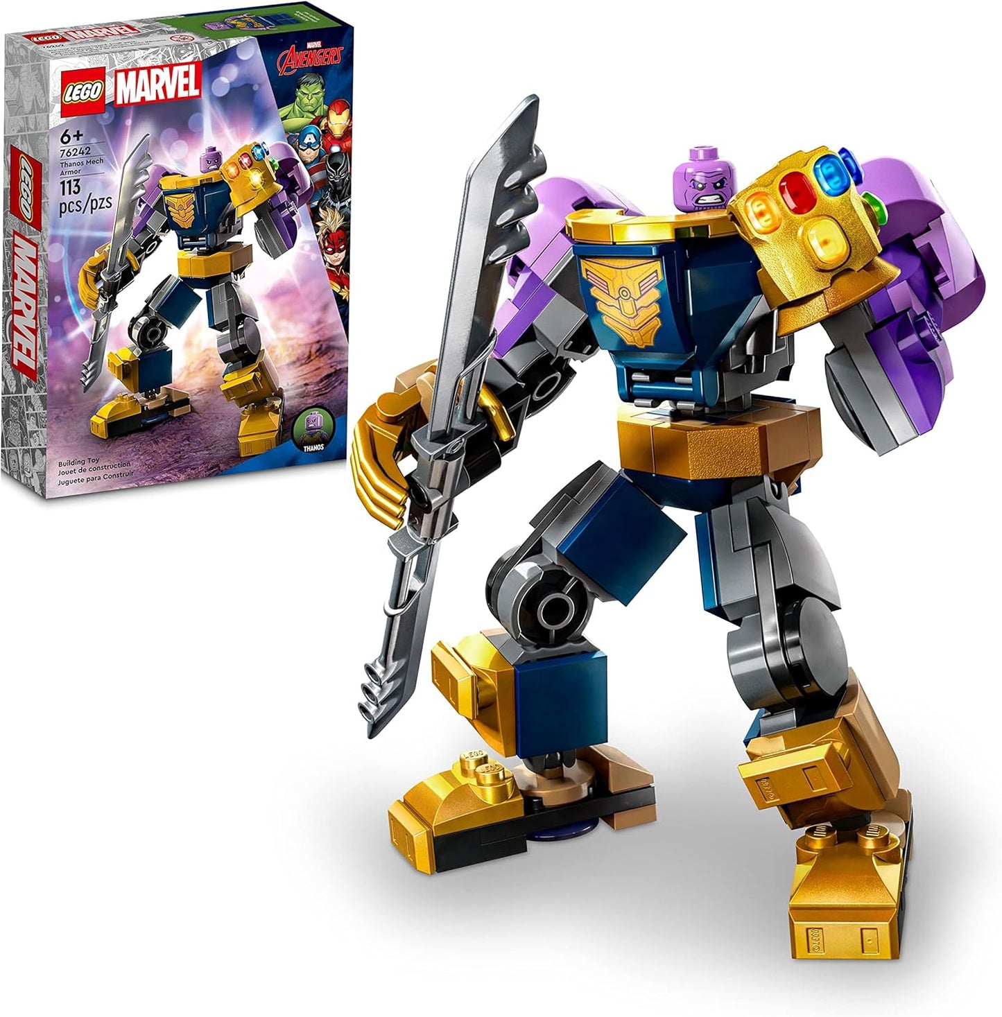 LEGO Marvel Thanos Mech Armor 76242 Avengers Action Figure Set, Building Toy with Infinity Gauntlet & Stones, Collectable Superhero Gift for Boys and Girls from 6 Years