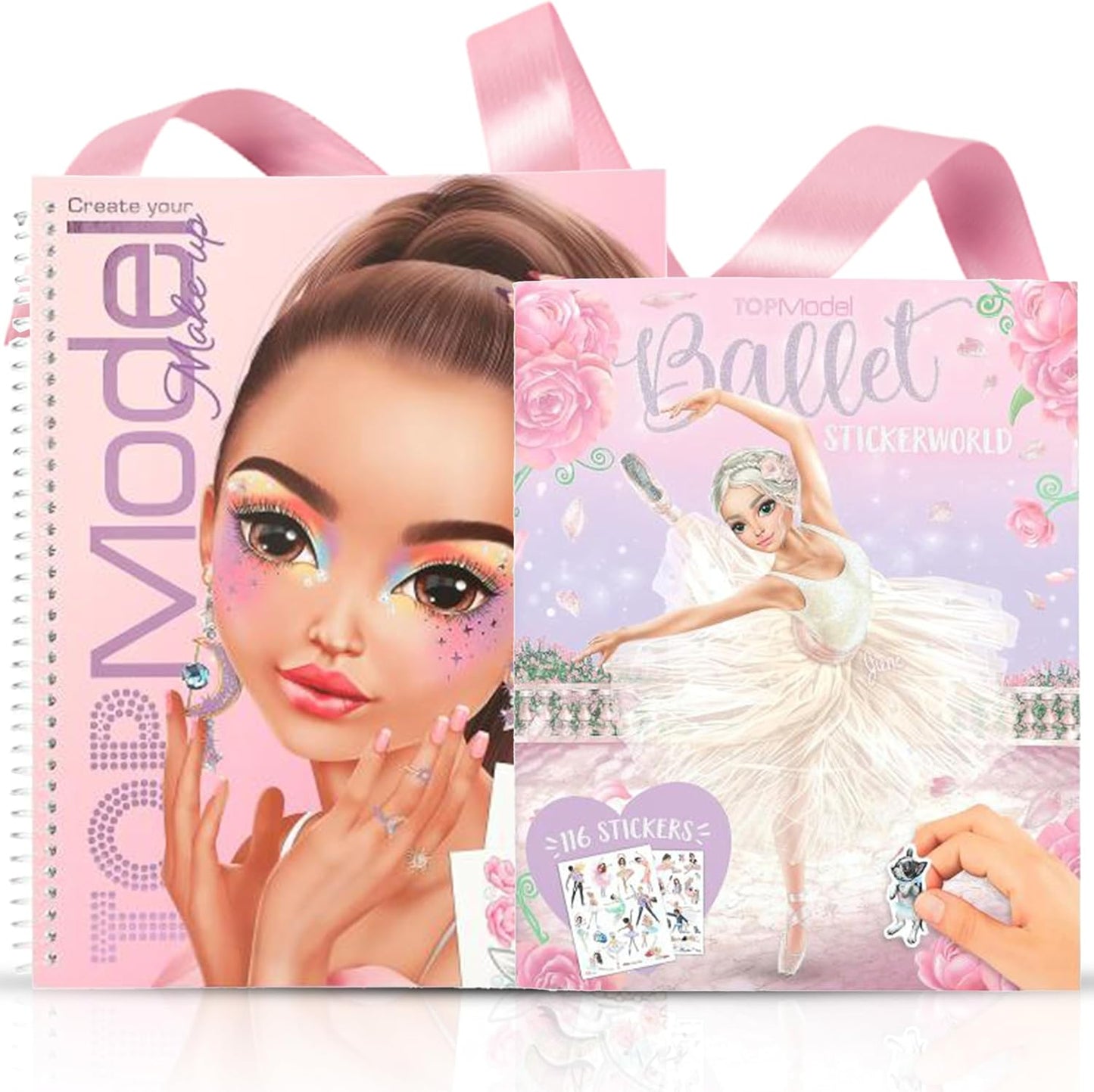 Create Your TOPModel Make-Up Colouring Book + TOPModel Stickerworld Ballet - Fascinating Creative Fun with Makeup Designs and Charming Ballet Stickers for Trendy Girls