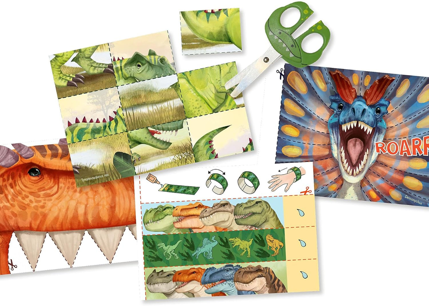 Depesche 12133 Dino World Snip Snap Book, Craft Book with Dino Motifs, Exercise Book with Cutting Exercises, Includes Children's Scissors, from 4 Years