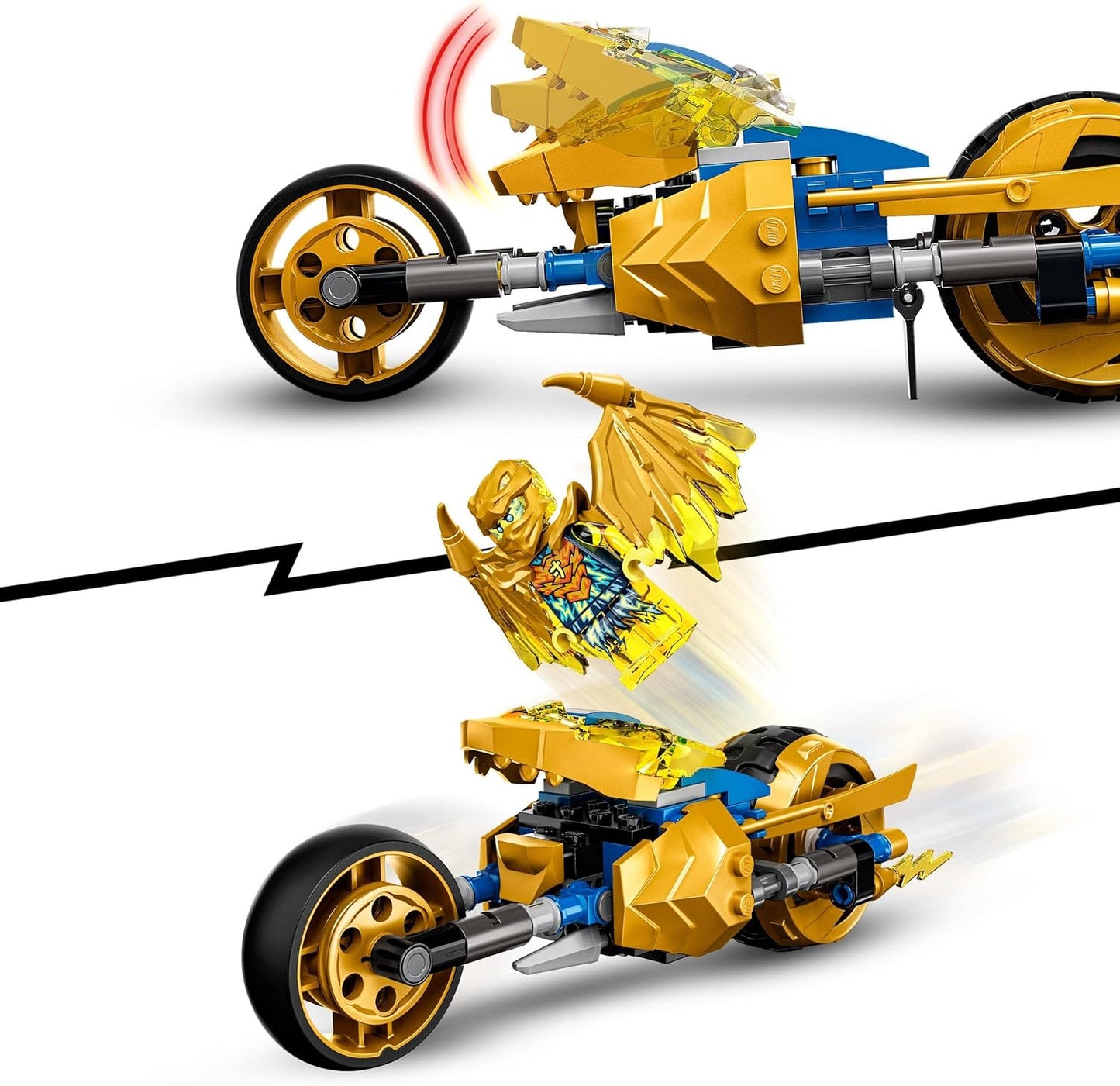 LEGO 71768 Ninjago Jays Gold Dragon Motorcycle Set with Jay Mini Figure and Dragon and Snake Figures, Toy for Children from 7 Years