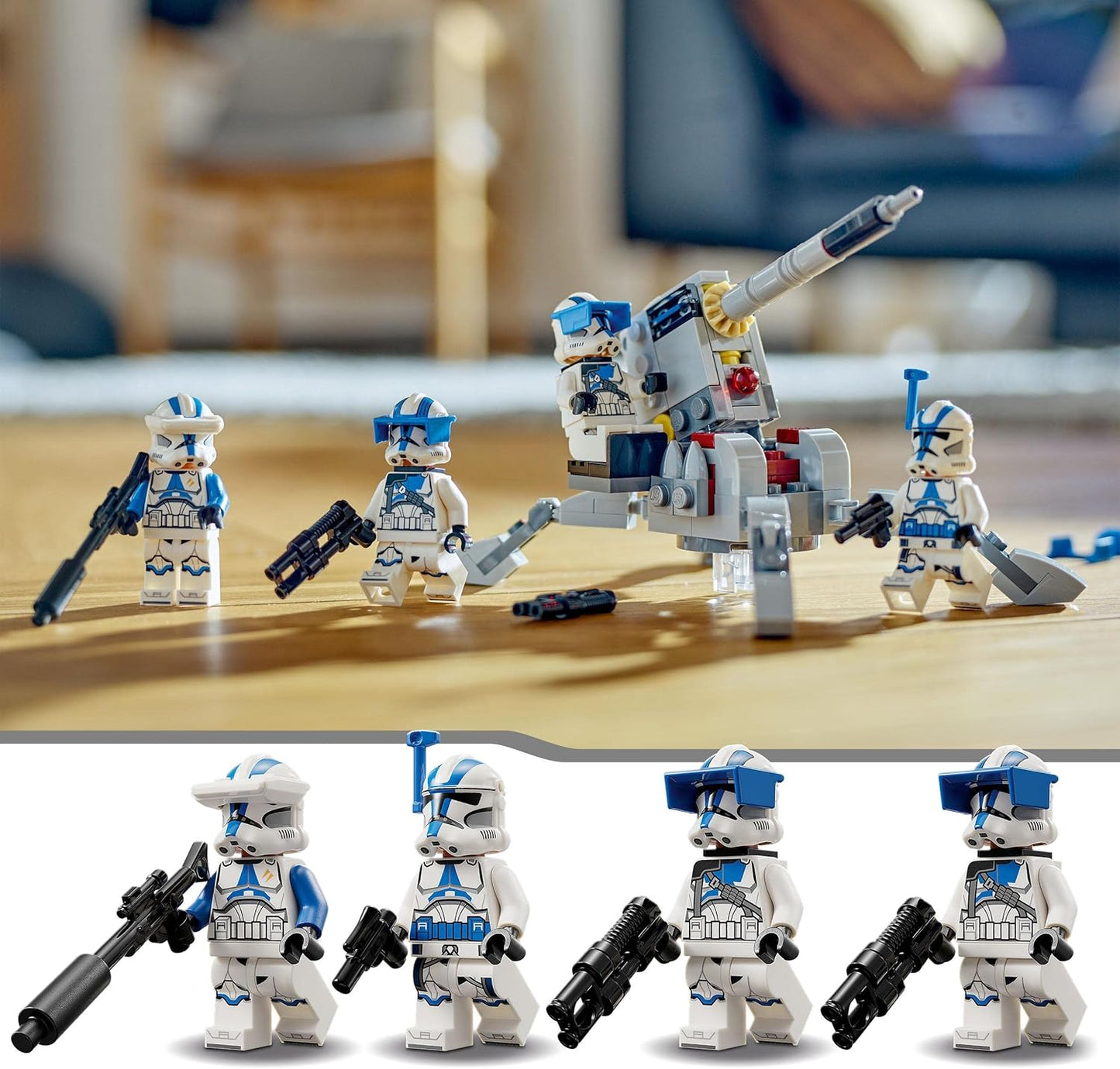 LEGO Star Wars 501st Clone Troopers Battle Pack Set mit Fahrzeugen und 4 Figuren, baubares Spielzeug mit AV-7 Anti-Fahrzeug-Kanone und federbelastetem Shooter 75345