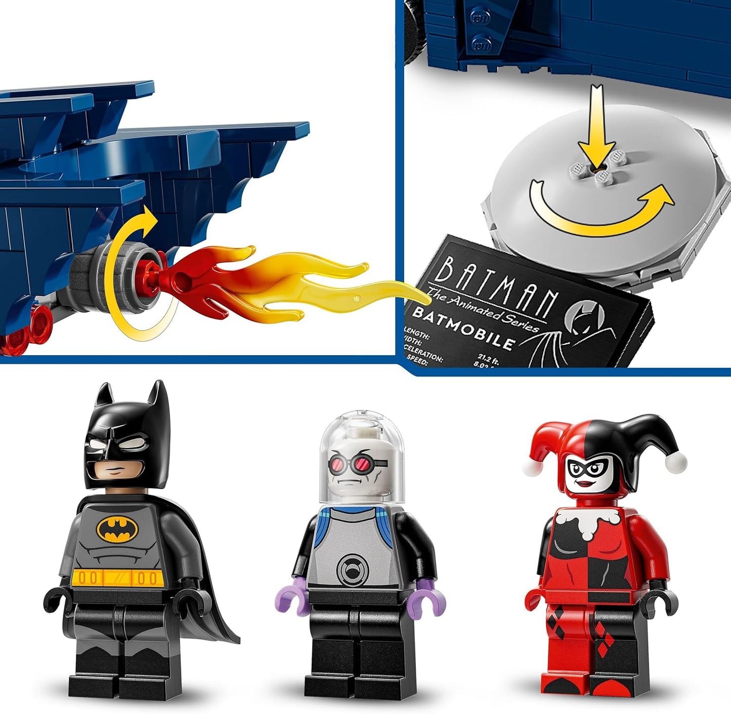 LEGO DC Batman: Batman in Batmobile vs. Harley Quinn and Mr. Freeze Toy Car from the Cartoon Series for Children, Gift for Boys and Girls from 8 Years 76274