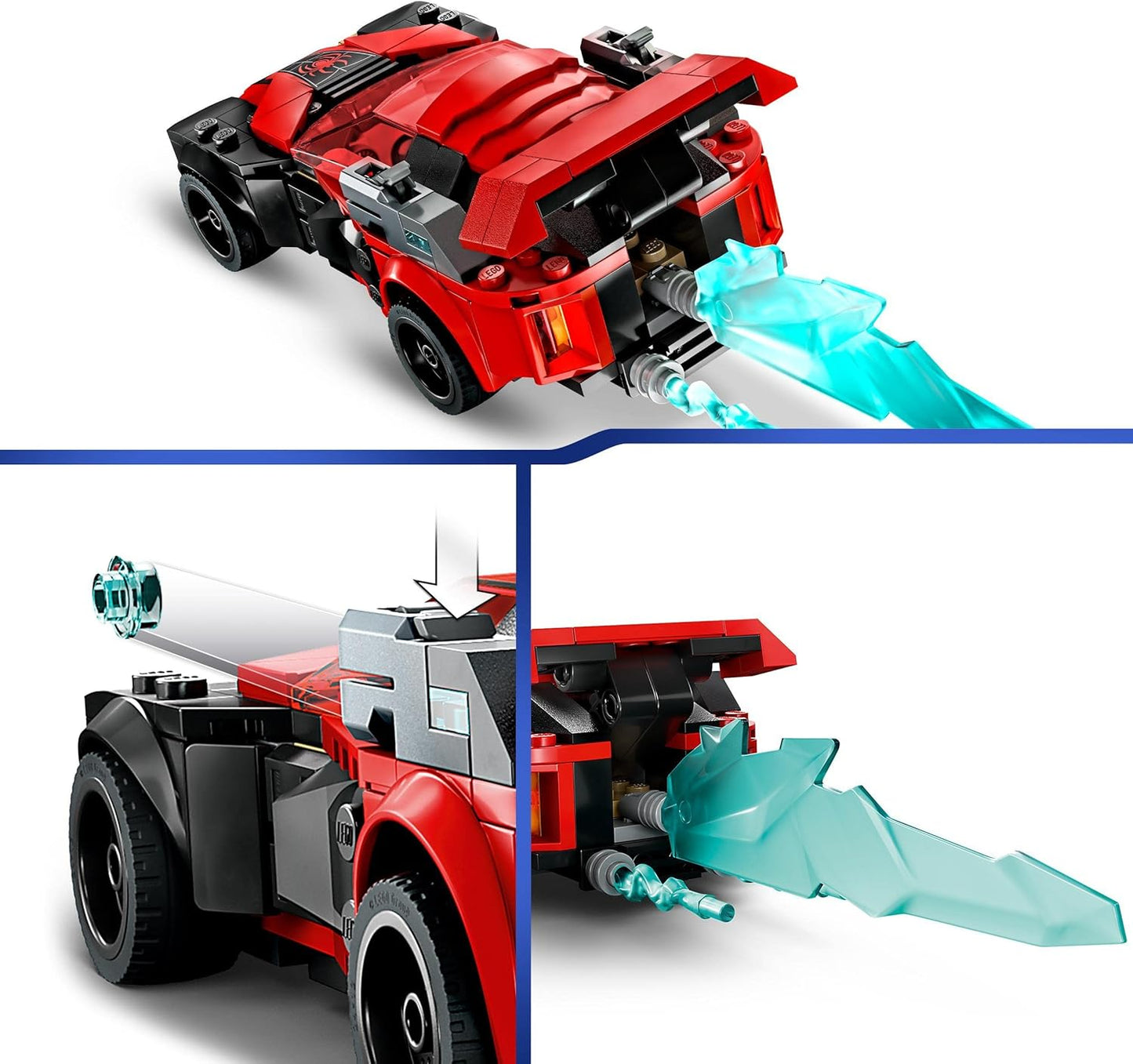 LEGO Marvel Miles Morales vs. Morbius Set, Spider-Man Racing Car Toy Car to Build from Adventure in Spiderverse with Spidey Mini Figures 76244