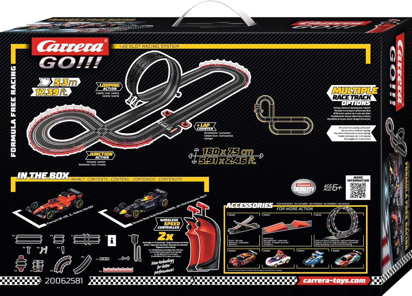 Carrera - 20062581 - Carrera GO!!! Formula Free Racing (Wireless) Race Track Set I Racing Track with Licensed Slot Cars | Up to 2 Players | For Children from 6 Years and Adults