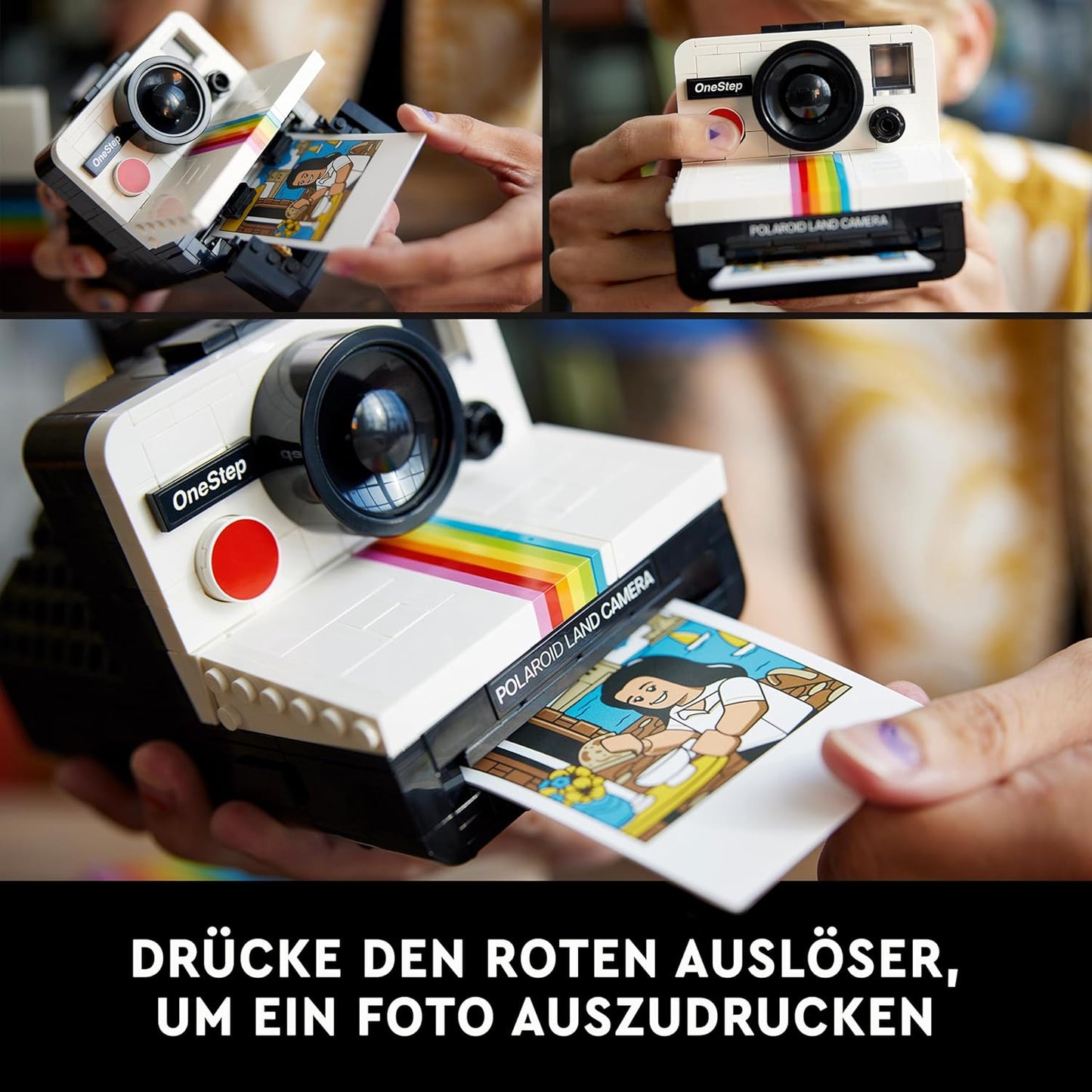 LEGO Ideas Polaroid OneStep SX-70 Camera Set for Adults, Collectible with Authentic Details, Creative Activity, Photography Gifts for Men, Women, Him, Her & Teens 21345