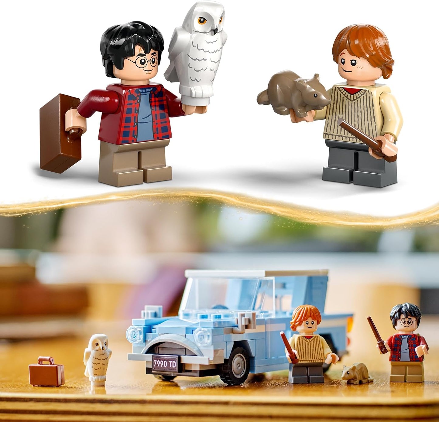 LEGO Harry Potter Flying Ford Anglia Buildable Toy Car for Children, Gift for Boys, Girls and All Fans Aged 7 and Above, Set of 2 Mini Figures Including Ron Weasley for Role Play 76424