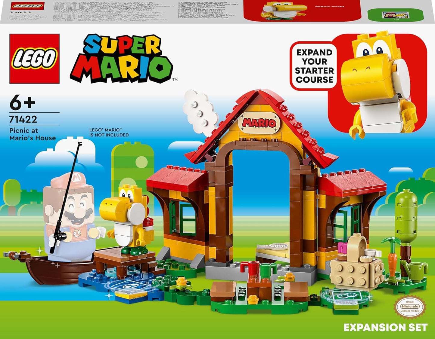 LEGO 71422 Super Mario Picnic at Mario - Expansion Set, Toy with Yellow Yoshi Figure to Combine with a Starter Set, Gift for Children, Boys and Girls from 6 Years