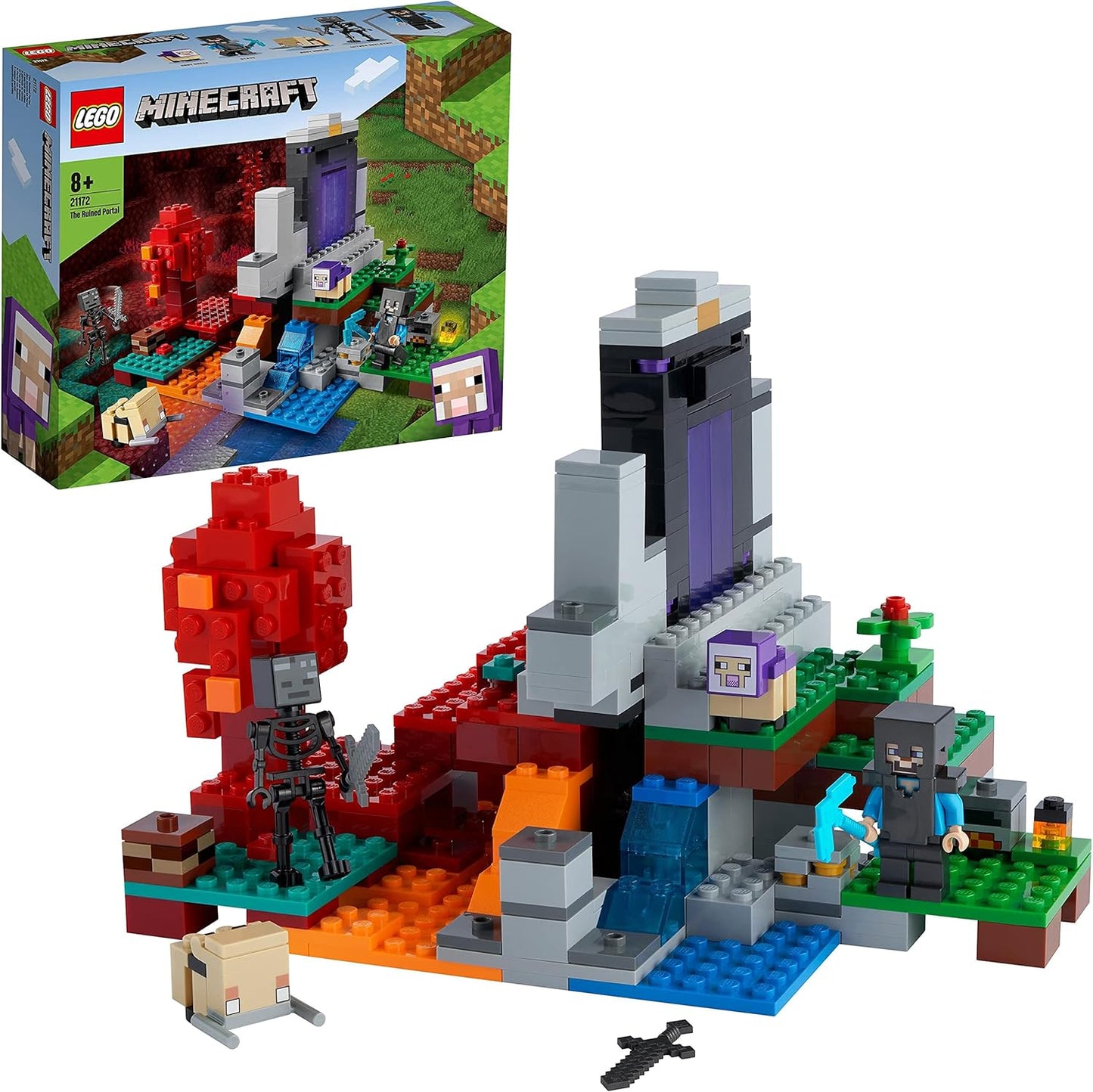 LEGO 21172 Minecraft The Destroyed Portal Minecraft Toy Set for Boys and Girls from 8 Years with Figures from the Video Game