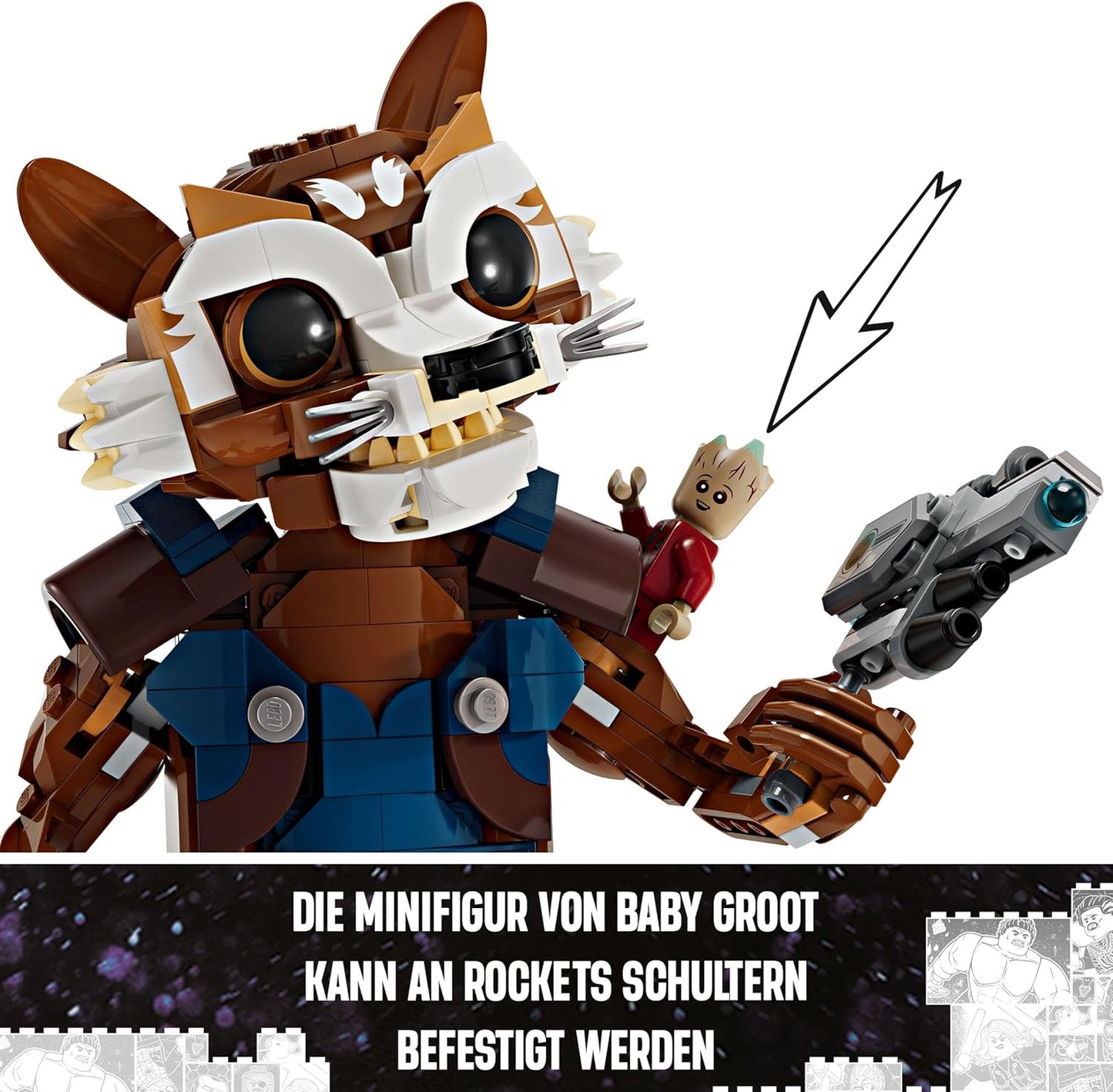 LEGO Marvel Rocket & Baby Groot, baubares Superhelden-Spielzeug für Kinder aus Marvel Studios' Guardians of the Galaxy, Figur für Rollenspiele, Geschenk für Jungen und Mädchen ab 10 Jahren 76282