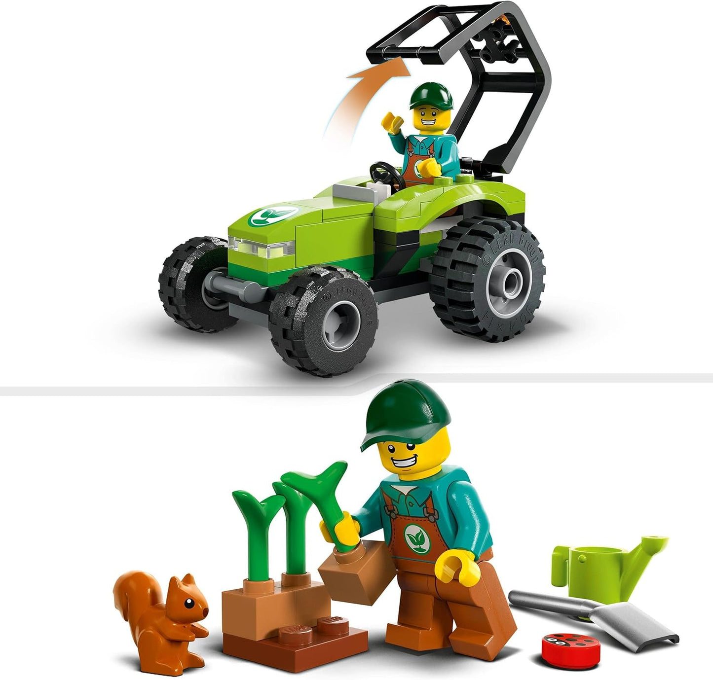 LEGO 60390 City Small Tractor, Toy Tractor with Trailer, Vehicle for Farm Set with Gardener Mini Figure & Animal Figure, Construction Toy from 5 Years