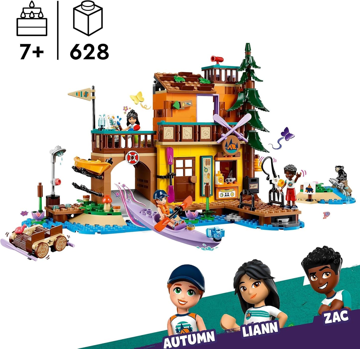 LEGO Friends Adventure Camp with Kayak, Building Toy for Role Play, Gift Idea for Girls and Boys from 7 Years, Set of 3 Toy Figures and a Bear, Camping Toy 42626