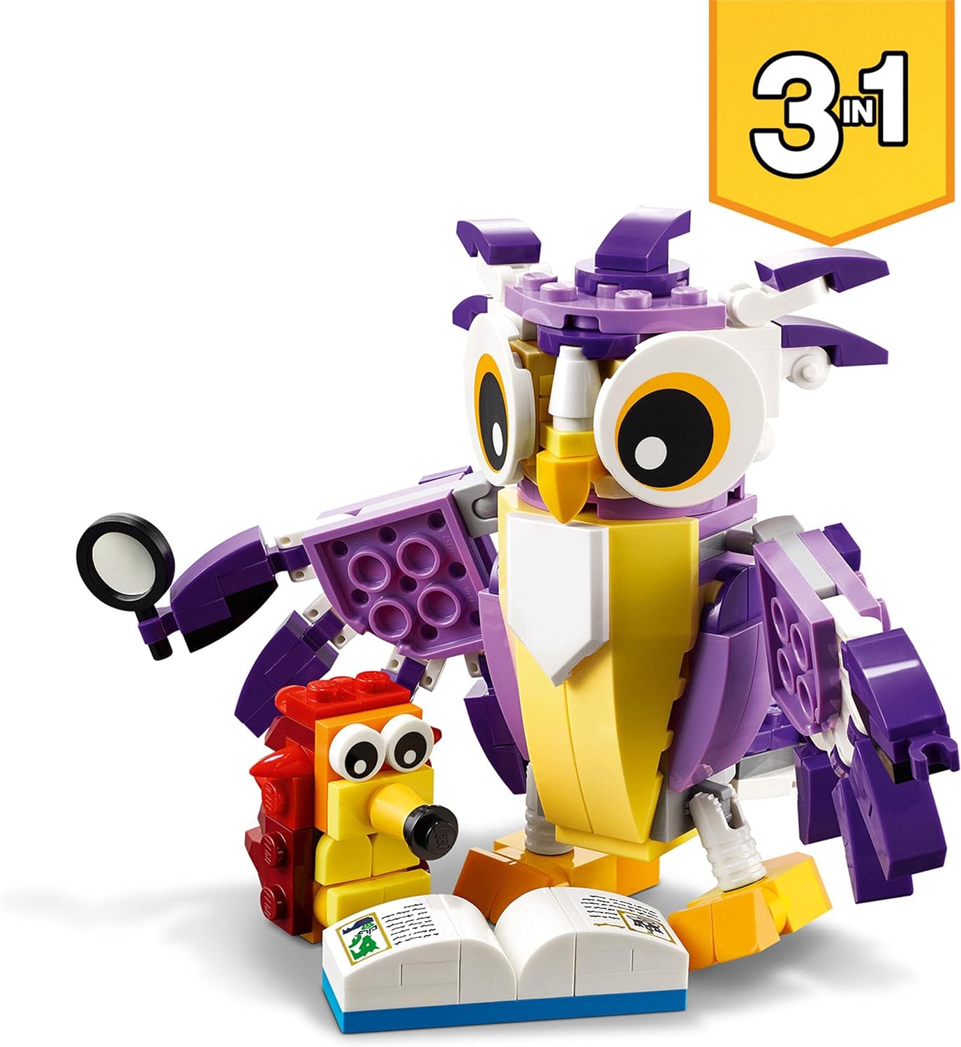 LEGO Creator 3-in-1 Forest Mythical Creature: Rabbit, Owl, Squirrel, Set with Animal Figures for Building, Toy from 7 Years 31125