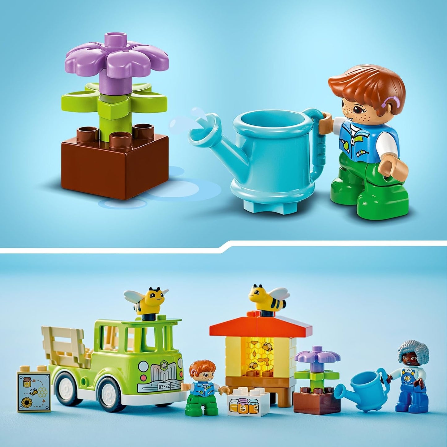 LEGO DUPLO Town Imkerei und Bienenstöcke, Lernspielzeug für Kleinkinder mit 2 Figuren und einem fahrbaren LKW, Set zum Bauen und Umbauen, Spielzeug für Kleinkinder ab 2 Jahren 10419