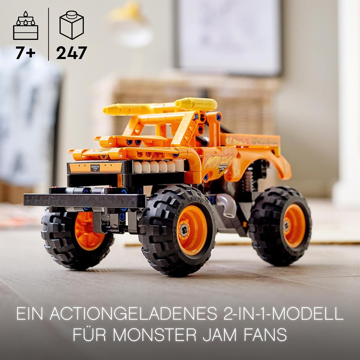 LEGO 42135 Technic Monster Jam EL Toro Loco, Monster Truck Toy from 7 Years, Toy Car Set for Boys and Girls, Off-Roader with Pull Back Motor