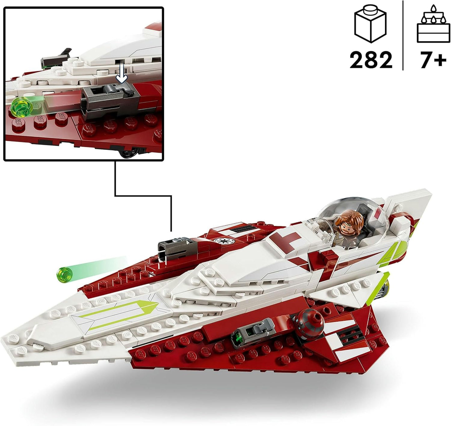 Lego Star Wars Obi-Wan Kenobis Jedi Starfighter, Building Toy with Taun We, Droid Figure and Lightsaber, Attack of the Clone Warrior Set 75333