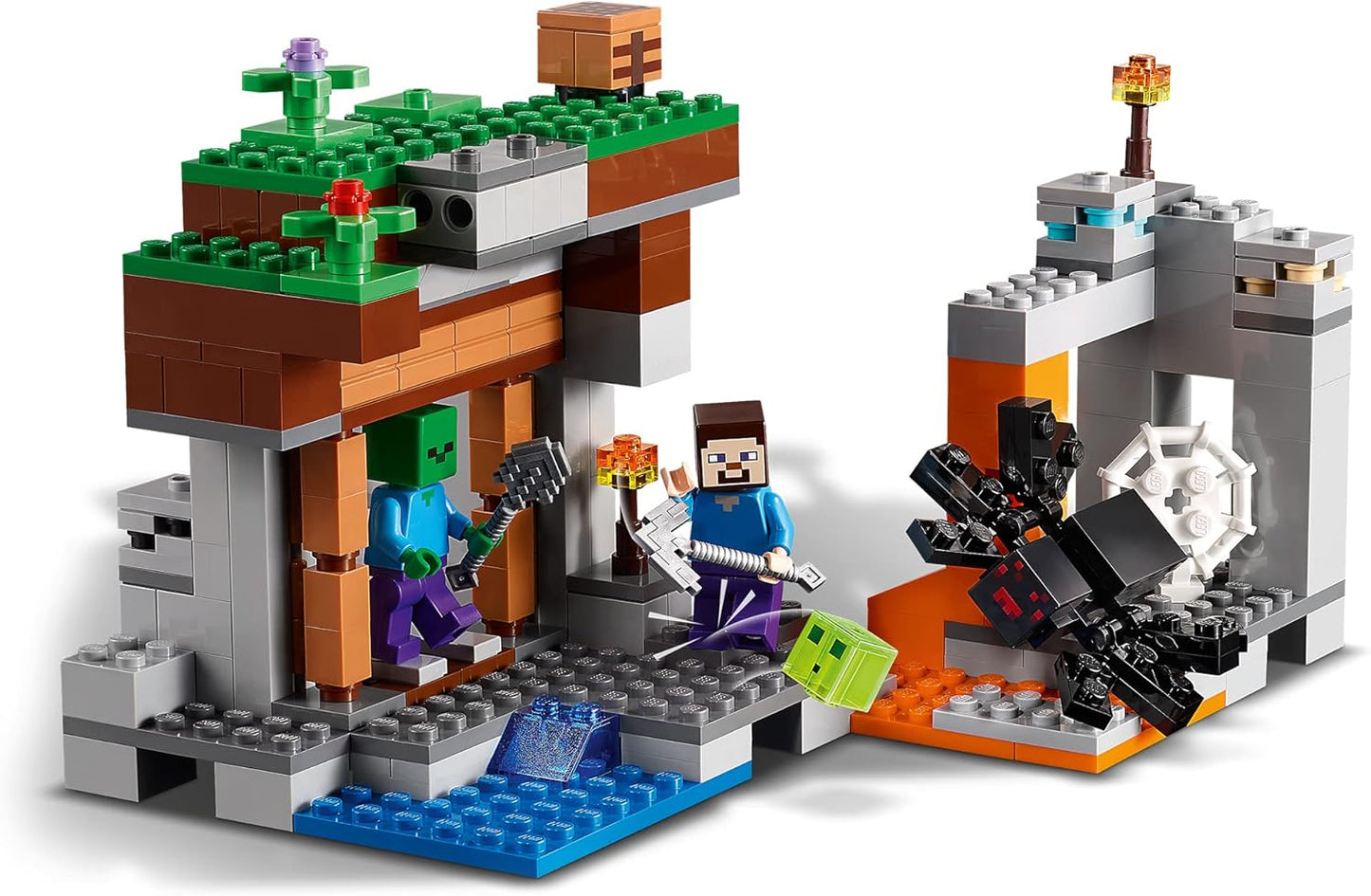 LEGO Minecraft ‘The Abandoned Mine’ 21166 Construction Set, Zombie Cave with Figures: Slime, Steve and Spider