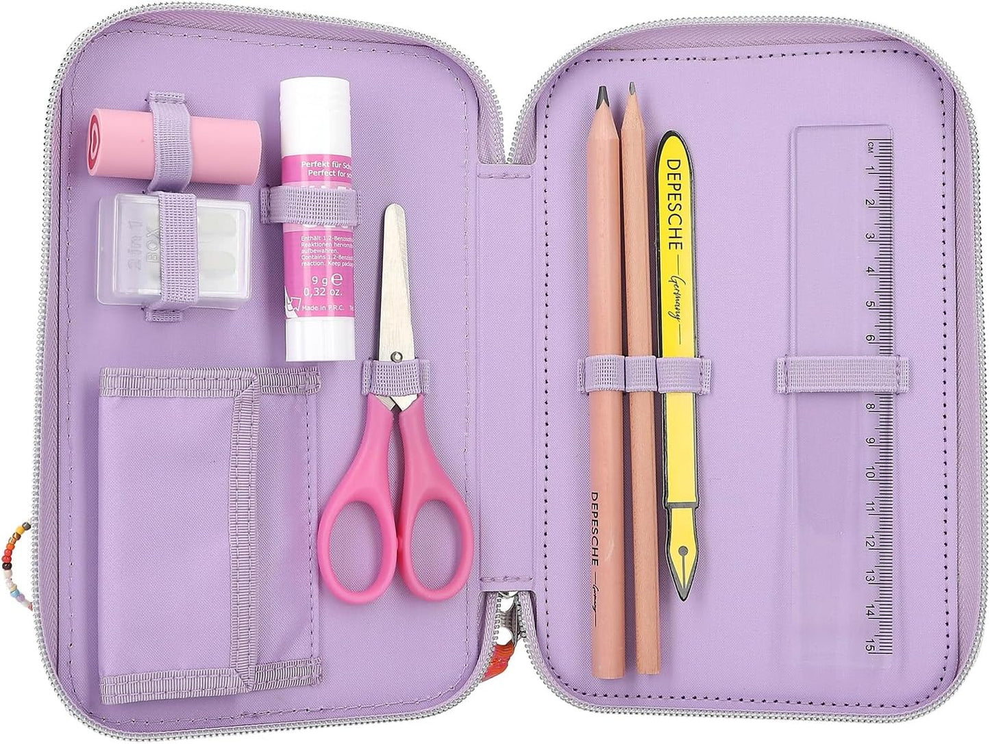 Depesche TOPModel Joy Triple Pencil Case with Applied Smartphone Purple